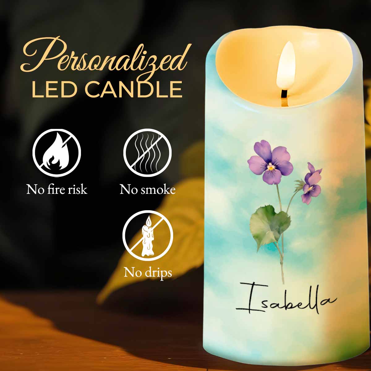 To My Daughter, I Will Always Be There, Flowers - Personalized Custom LED Candle - DAU195_LECA