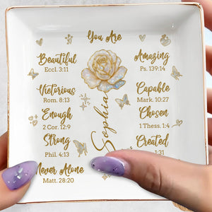 You Are Beautiful Amazing Victorious - Personalized Custom Jewelry Dish, Square Ceramic Dish - DAU196_SCRD