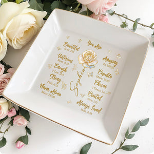 You Are Beautiful Amazing Victorious - Personalized Custom Jewelry Dish, Square Ceramic Dish - DAU196_SCRD