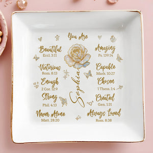 You Are Beautiful Amazing Victorious - Personalized Custom Jewelry Dish, Square Ceramic Dish - DAU196_SCRD