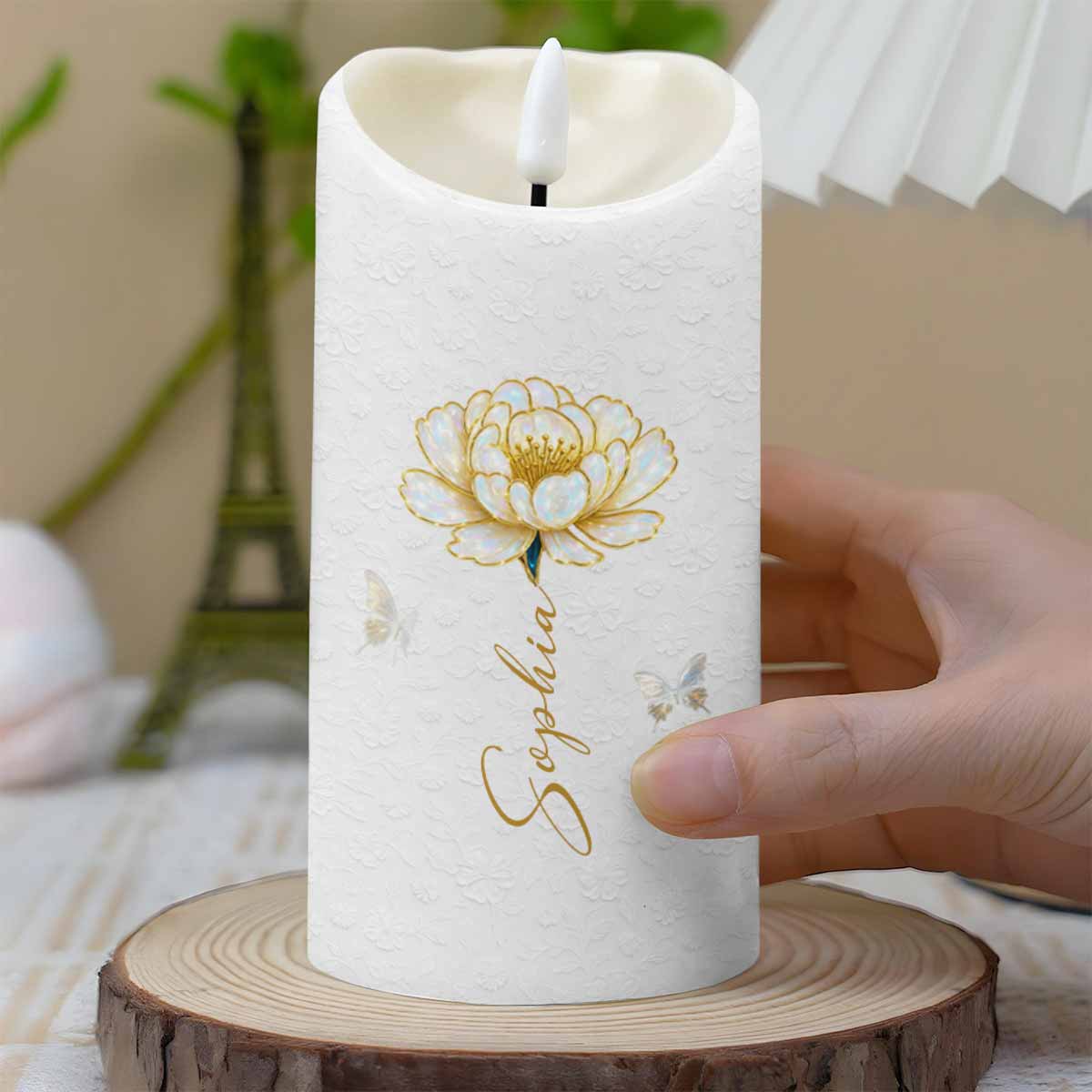 May You Be Proud Of The Work That You Do Flower And Butterfly - Personalized Custom LED Candle - DAU197_LECA