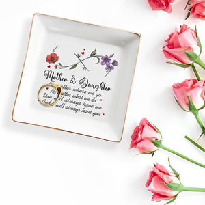 Mother & Daughter Always Together - Personalized Custom Jewelry Dish, Square Ceramic Dish - DAU199_SCRD