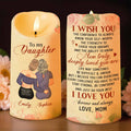 To My Daughter, Love Mom, Flowers - Personalized Custom LED Candle - DAU204_LECA