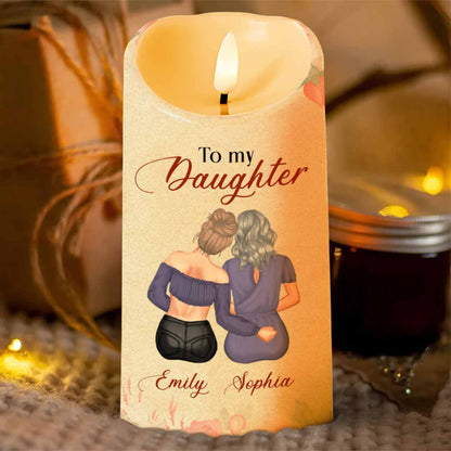 To My Daughter, Love Mom, Flowers - Personalized Custom LED Candle - DAU204_LECA
