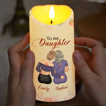 To My Daughter, Love Mom, Flowers - Personalized Custom LED Candle - DAU204_LECA