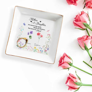 Mothers & Daughters Never Truly Apart, Flowers - Personalized Custom Jewelry Dish, Square Ceramic Dish - DAU205_SCRD