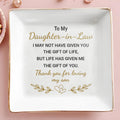 To My Daughter-In-Law, Thank You For Loving My Son - Personalized Custom Jewelry Dish, Square Ceramic Dish - DAU211_SCRD