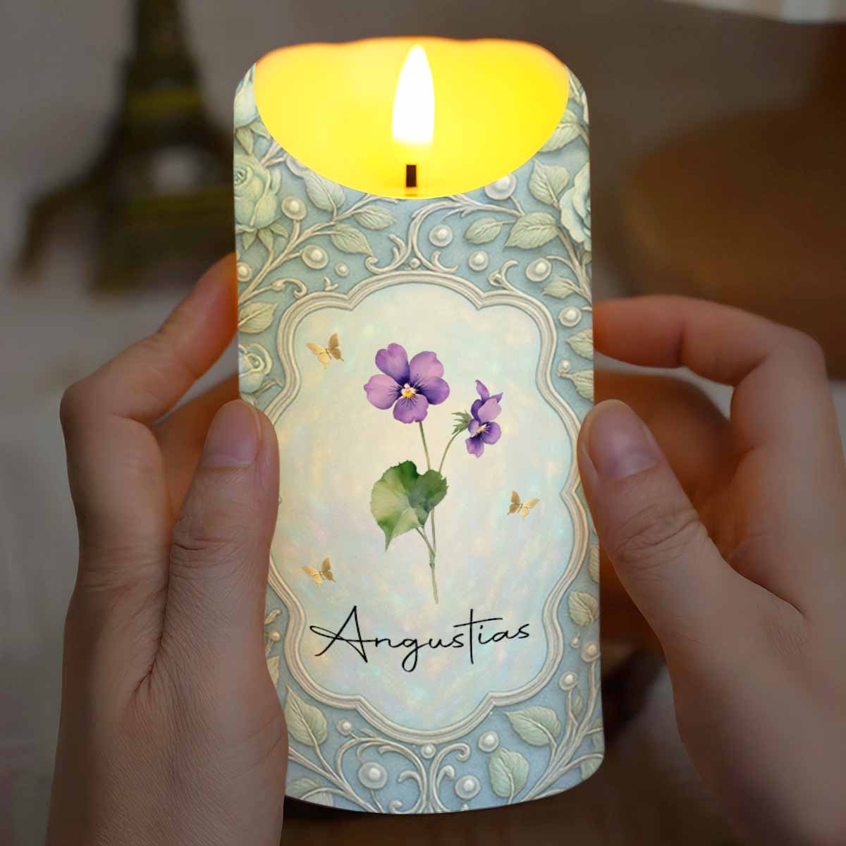 To My Daughter, Never Forget That I Love You, Flowers And Butterflies - Personalized Custom LED Candle - DAU232_LECA