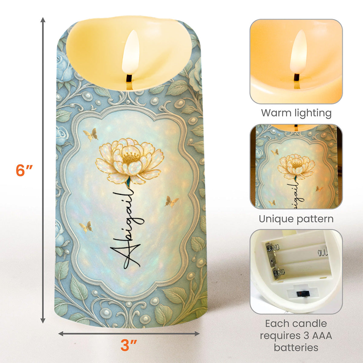 To My Beautiful Daughter, Flower And Butterflies Design - Personalized Custom LED Candle - DAU248_LECA