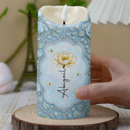 To My Beautiful Daughter, Flower And Butterflies Design - Personalized Custom LED Candle - DAU248_LECA