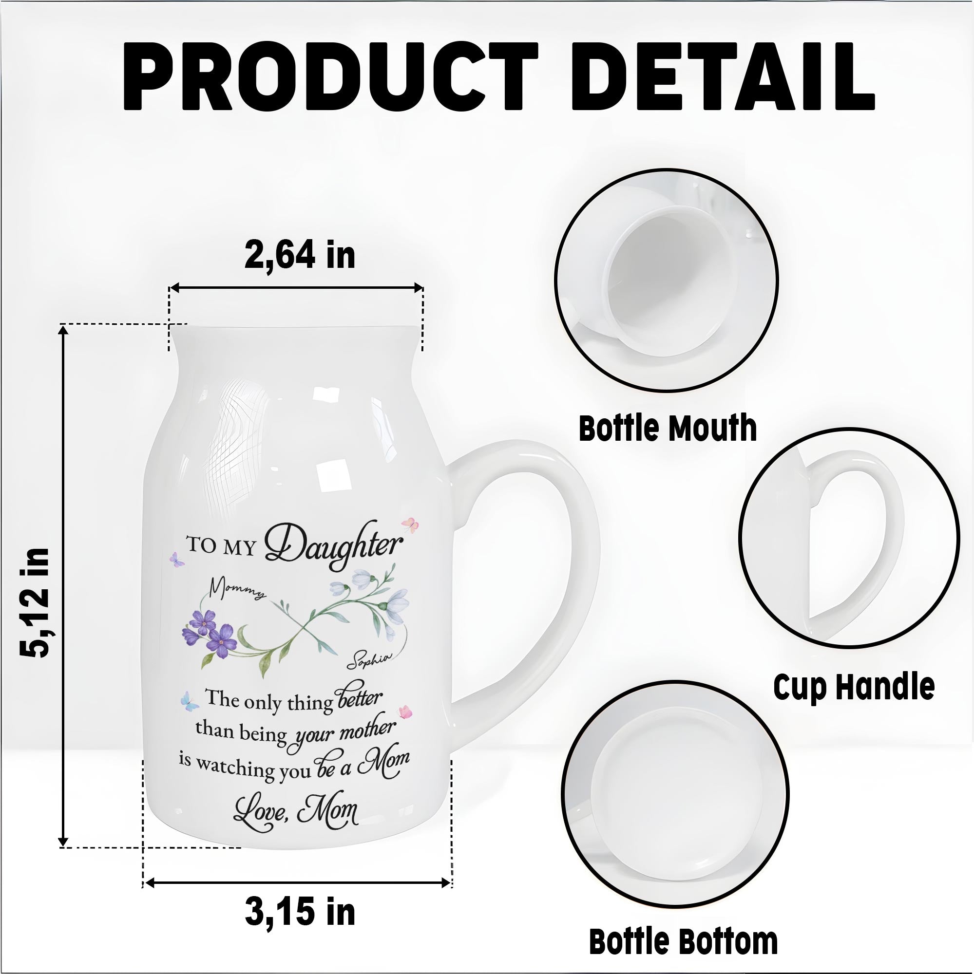 To My Daughter, The Only Thing Better, Flowers - Personalized Ceramic Flower Vase