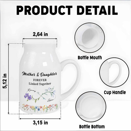 Mother & Daughter Forever Linked Together With Flowers - Personalized Ceramic Flower Vase