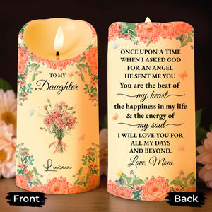 To My Daughter With Beautiful Floral Design - Personalized Custom LED Candle - DAU260_LECA