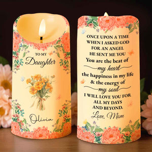To My Daughter With Beautiful Floral Design - Personalized Custom LED Candle - DAU260_LECA