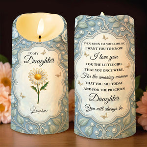 To My Daughter, Flowers And Butterflies Personalized Candle - Personalized Custom LED Candle - DAU261_LECA