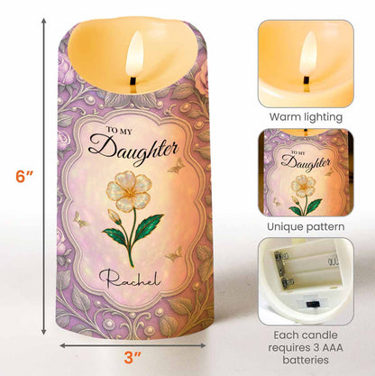 To My Daughter, Love Forever, Hearts and Flowers - Personalized Custom LED Candle - DAU265_LECA