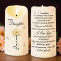 To My Daughter, Flower and Butterflies, I Love You - Personalized Custom LED Candle - DAU266_LECA