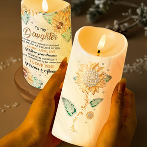 To My Daughter, Believe In Yourself, Sunflower Design - Personalized Custom LED Candle - DAU267_LECA