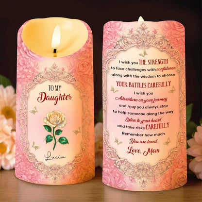 To My Daughter, Adventure on Your Journey, Rose Design - Personalized Custom LED Candle - DAU278_LECA
