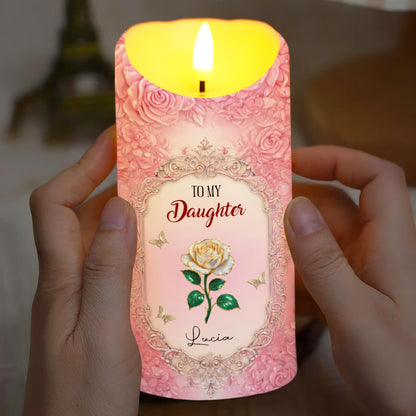 To My Daughter, Adventure on Your Journey, Rose Design - Personalized Custom LED Candle - DAU278_LECA