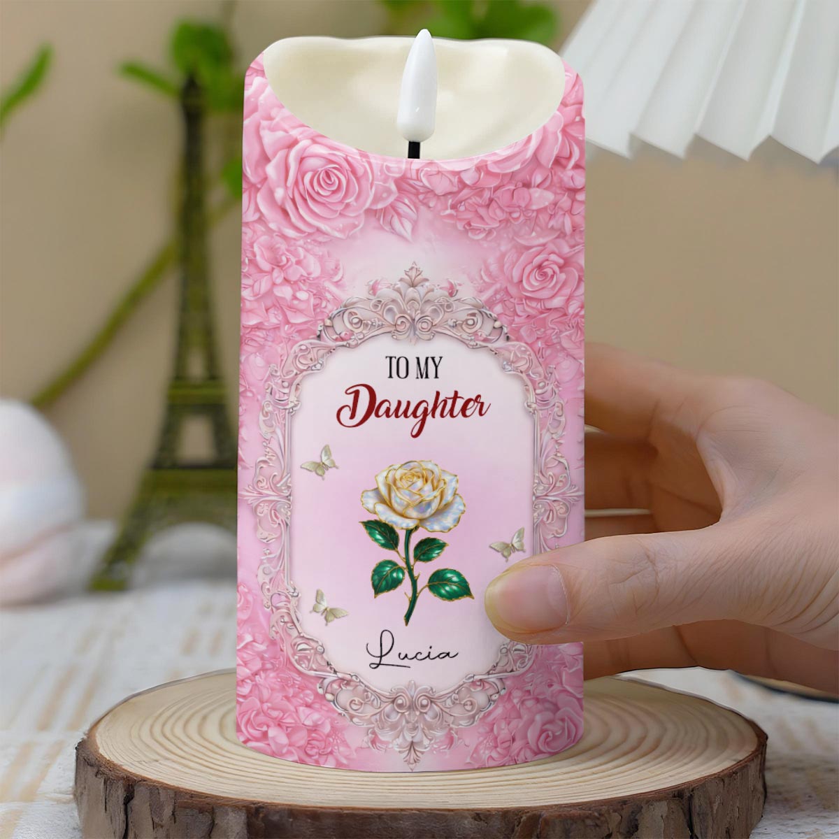 To My Daughter, Adventure on Your Journey, Rose Design - Personalized Custom LED Candle - DAU278_LECA