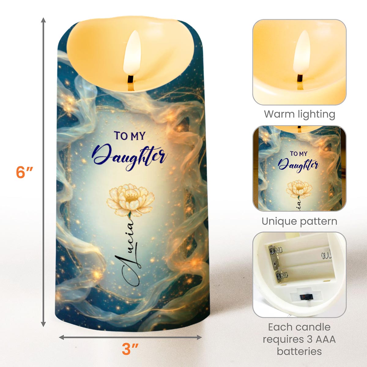 To My Daughter, Loving Words From Mom - Personalized Custom LED Candle - DAU281_LECA
