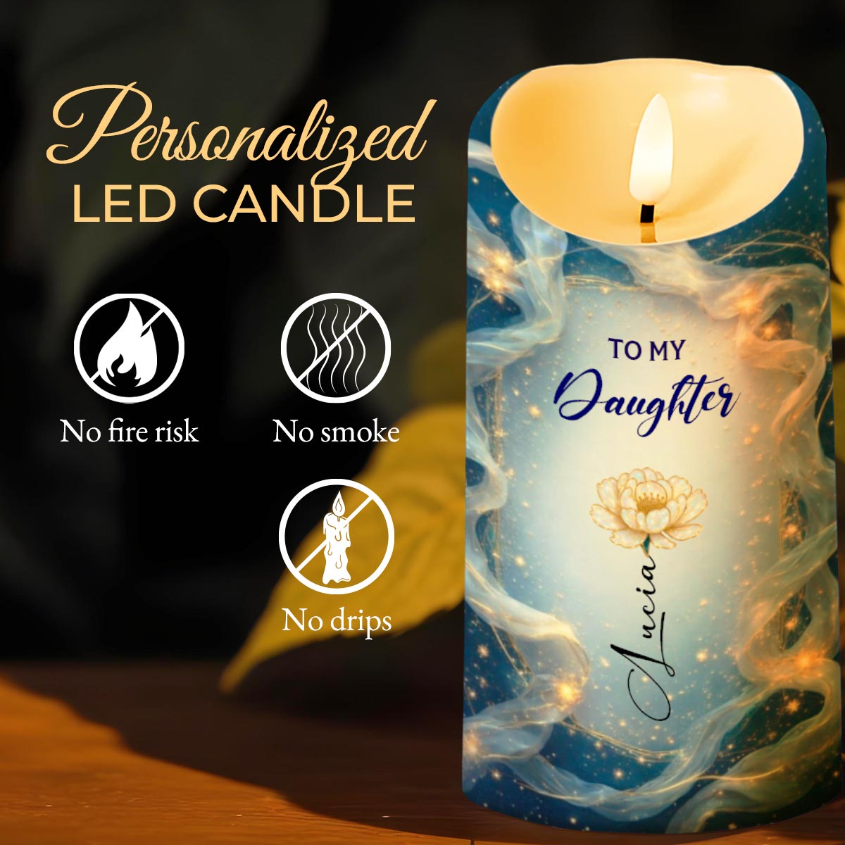To My Daughter, Loving Words From Mom - Personalized Custom LED Candle - DAU281_LECA