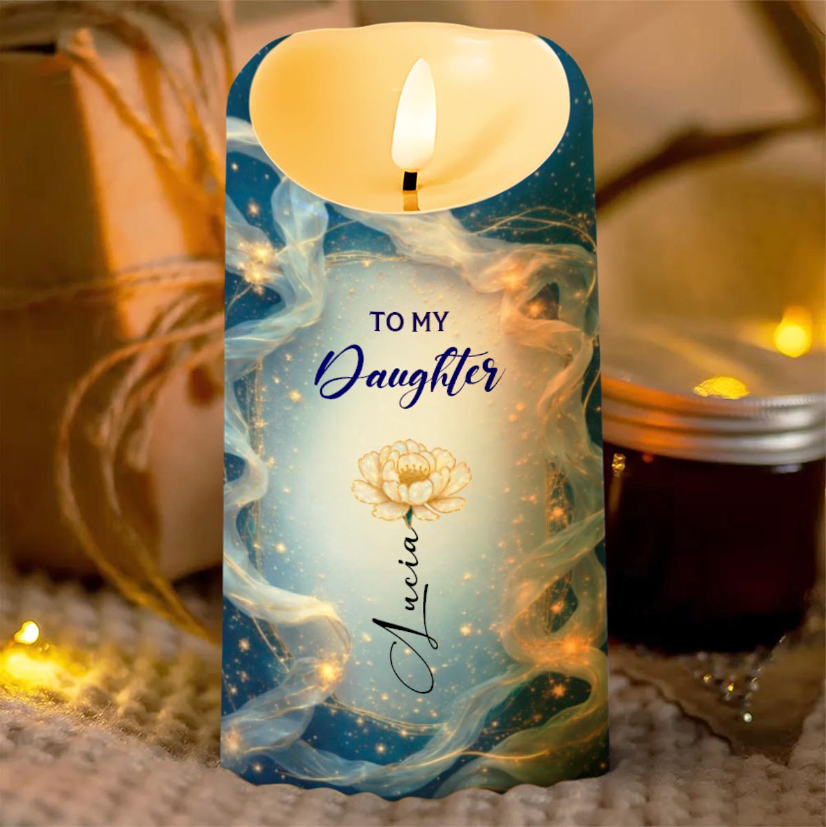 To My Daughter, Loving Words From Mom - Personalized Custom LED Candle - DAU281_LECA