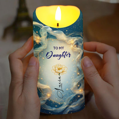 To My Daughter, Loving Words From Mom - Personalized Custom LED Candle - DAU281_LECA