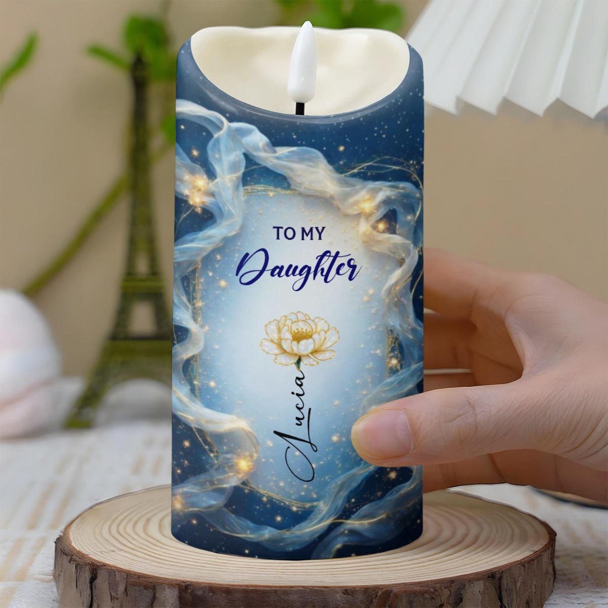 To My Daughter, Loving Words From Mom - Personalized Custom LED Candle - DAU281_LECA