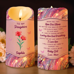 To My Daughter, Flowers And Butterflies Love Message - Personalized Custom LED Candle - DAU294_LECA
