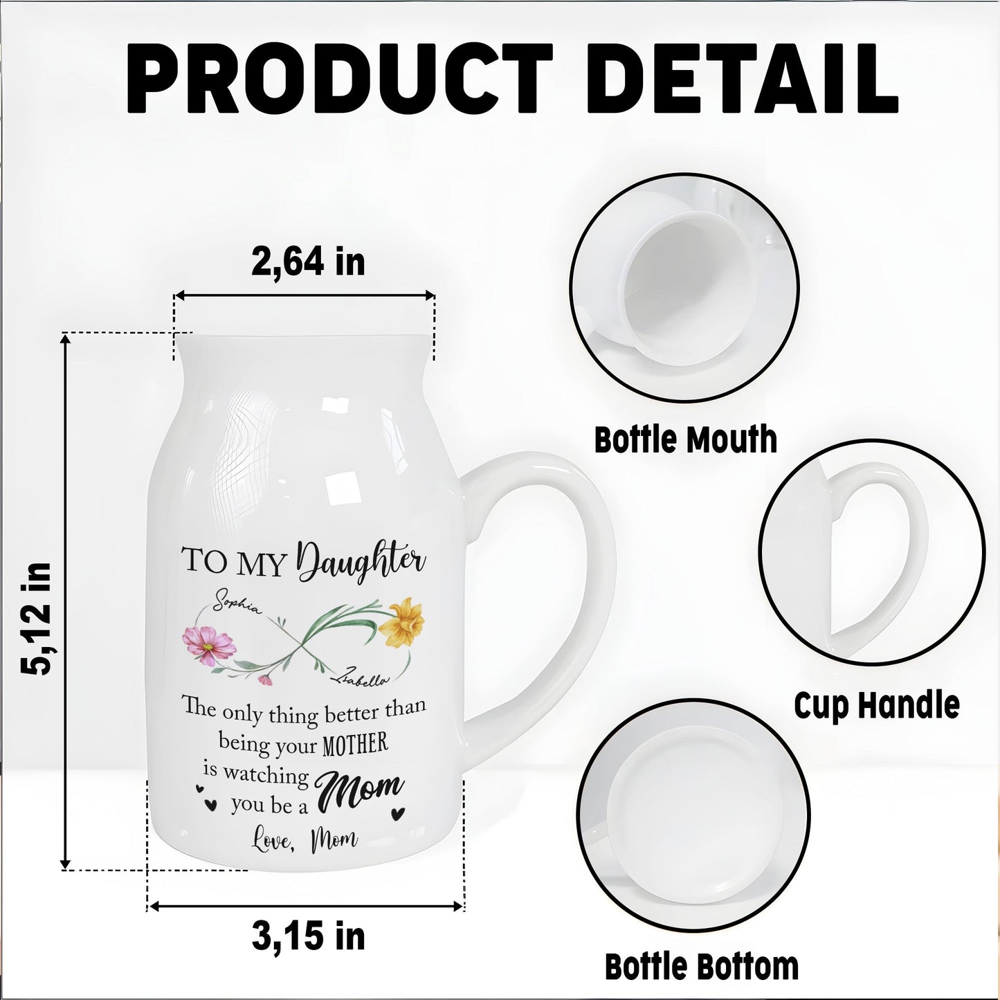To My Daughter, The Joy Of Watching You Be A Mom - Personalized Ceramic Flower Vase