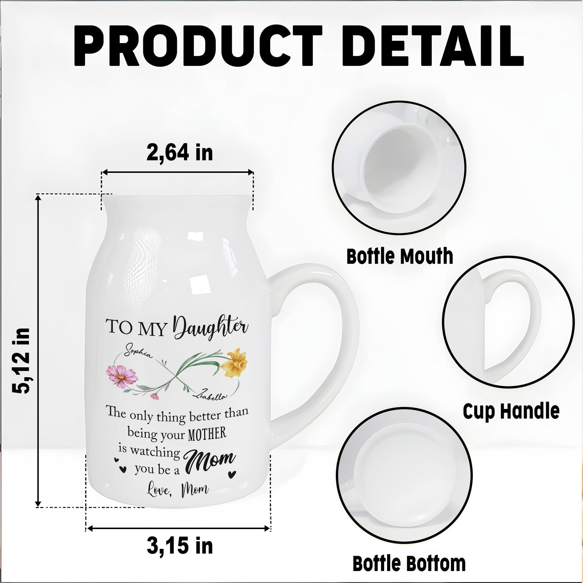 To My Daughter, The Joy Of Watching You Be A Mom - Personalized Ceramic Flower Vase