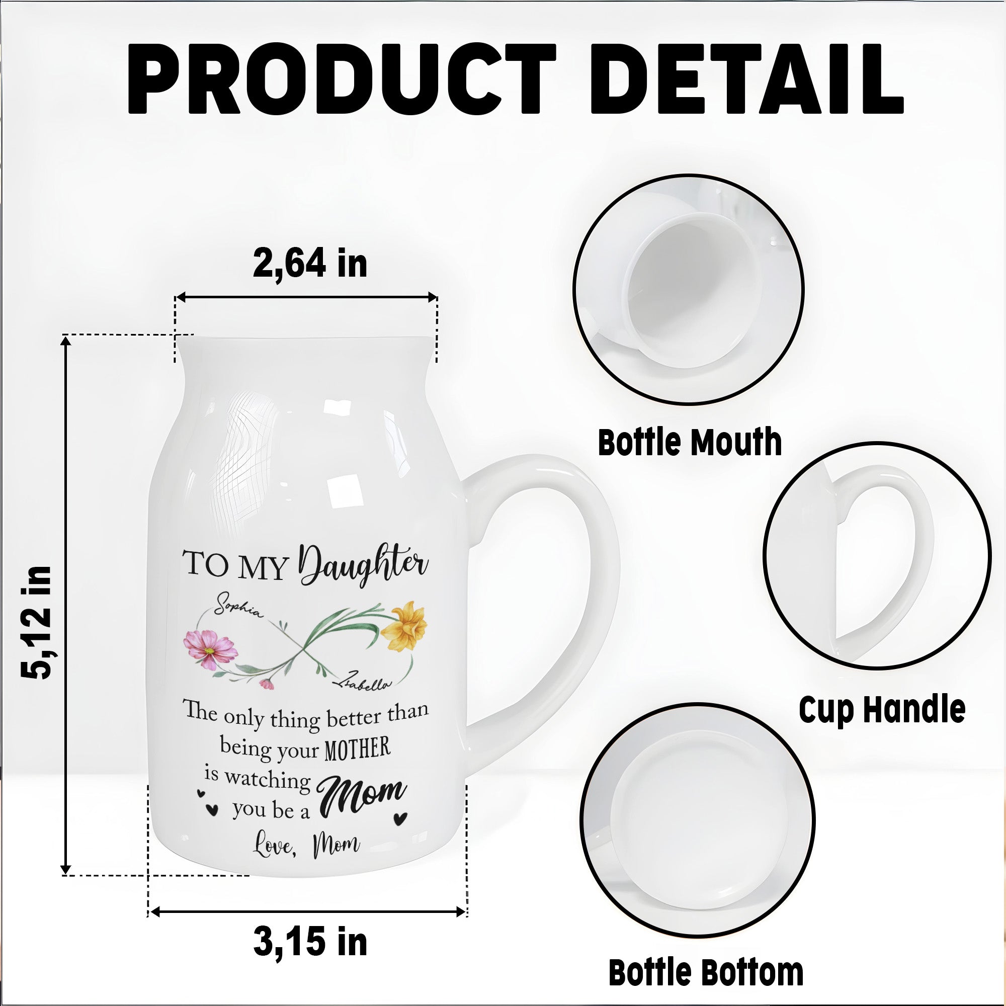 To My Daughter, The Joy Of Watching You Be A Mom - Personalized Ceramic Flower Vase