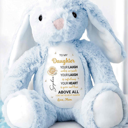 To My Daughter Bunny, Your Laugh Makes Me Smile - Personalized Stuffed Bunny - DAU299_BUN