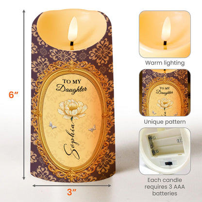 To My Daughter, Flowers And Butterflies - Personalized Custom LED Candle - DAU303_LECA