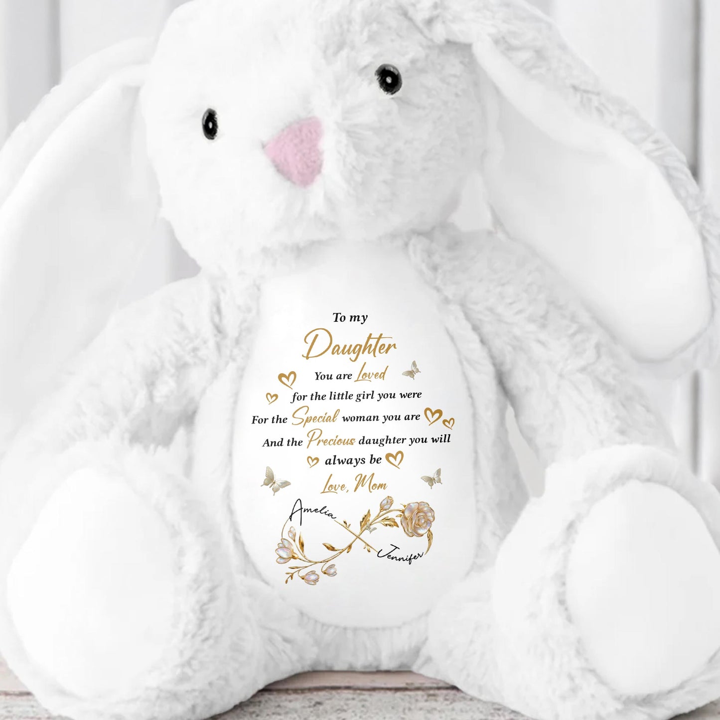 To My Daughter, Love For Always - Personalized Stuffed Bunny - DAU305_BUN