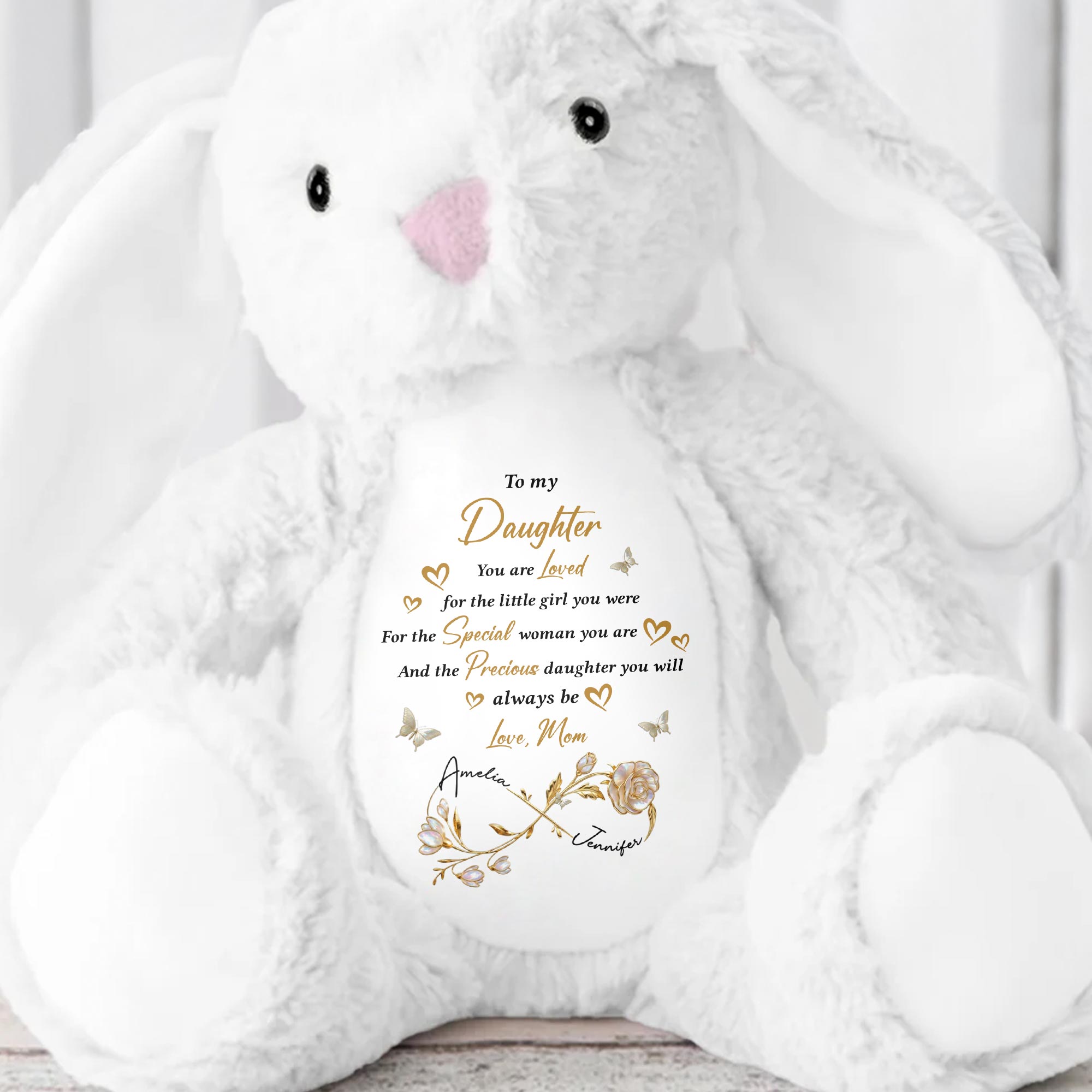 To My Daughter, Love For Always - Personalized Stuffed Bunny - DAU305_BUN