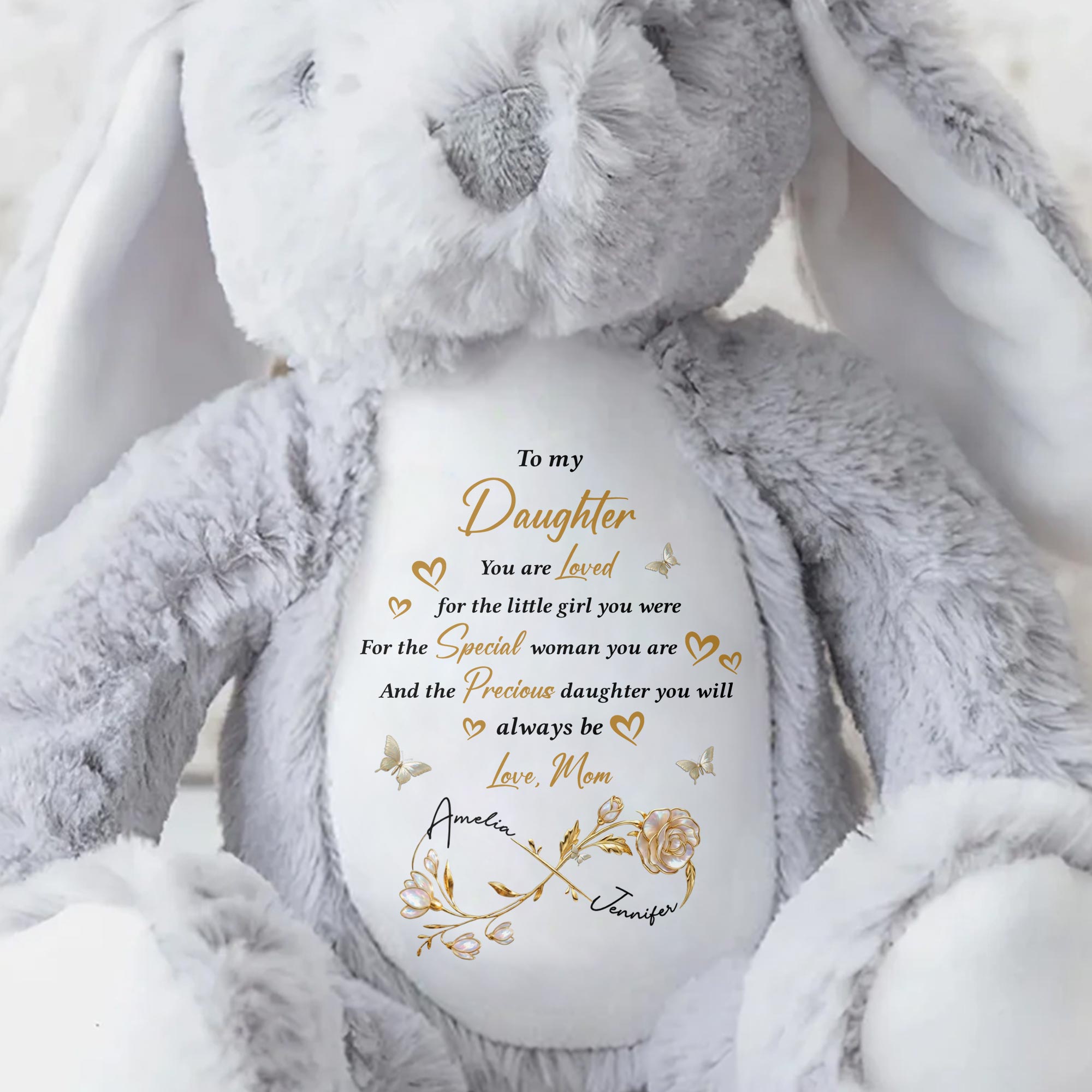 To My Daughter, Love For Always - Personalized Stuffed Bunny - DAU305_BUN