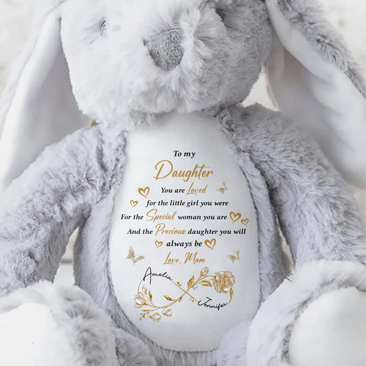To My Daughter, Love For Always - Personalized Stuffed Bunny - DAU305_BUN