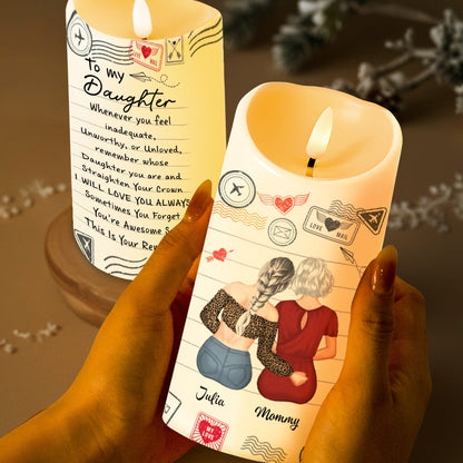 To My Daughter, Straighten Your Crown, Heart, Envelope - Personalized Custom LED Candle - DAU306_LECA