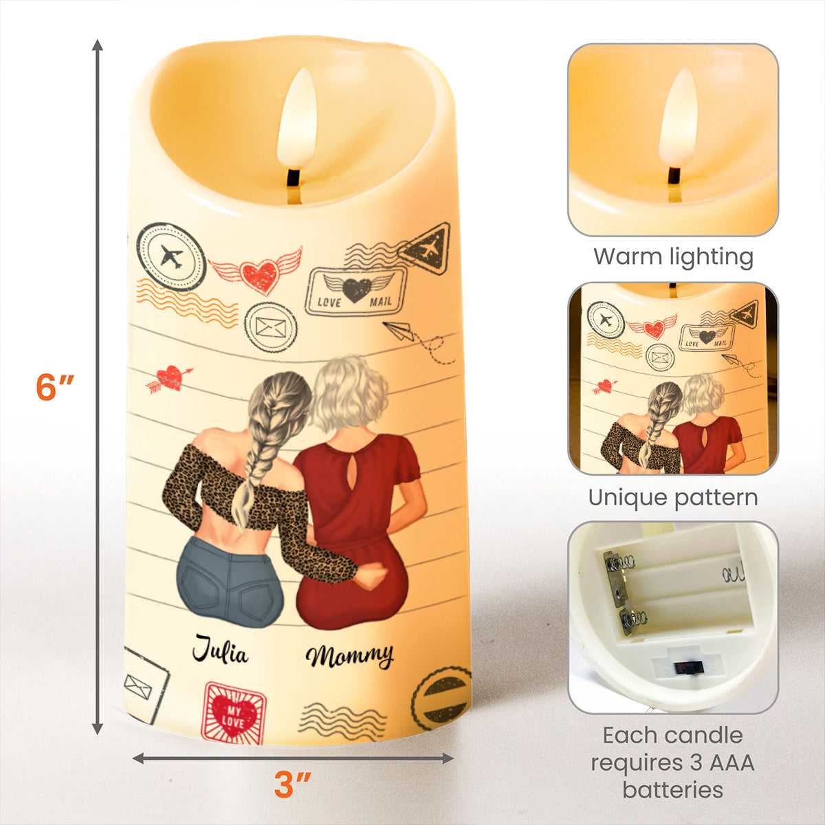 To My Daughter, Straighten Your Crown, Heart, Envelope - Personalized Custom LED Candle - DAU306_LECA