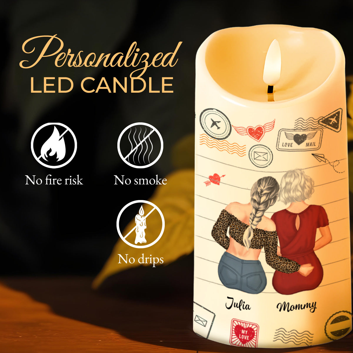 To My Daughter, Straighten Your Crown, Heart, Envelope - Personalized Custom LED Candle - DAU306_LECA