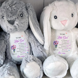 To My Little Girl With Love, Flowers - Personalized Stuffed Bunny - DAU311_BUN