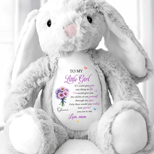 To My Little Girl With Love, Flowers - Personalized Stuffed Bunny - DAU311_BUN