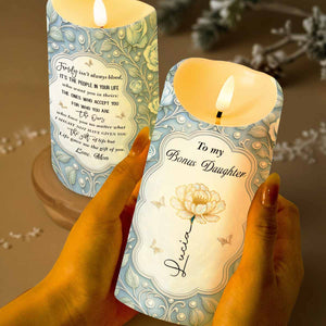 To My Bonus Daughter Love Mom Flower And Butterflies - Personalized Custom LED Candle - DAU316_LECA