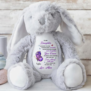 To My Daughter, Straighten Your Crown Butterfly - Personalized Stuffed Bunny - DAU317_BUN