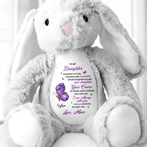 To My Daughter, Straighten Your Crown Butterfly - Personalized Stuffed Bunny - DAU317_BUN