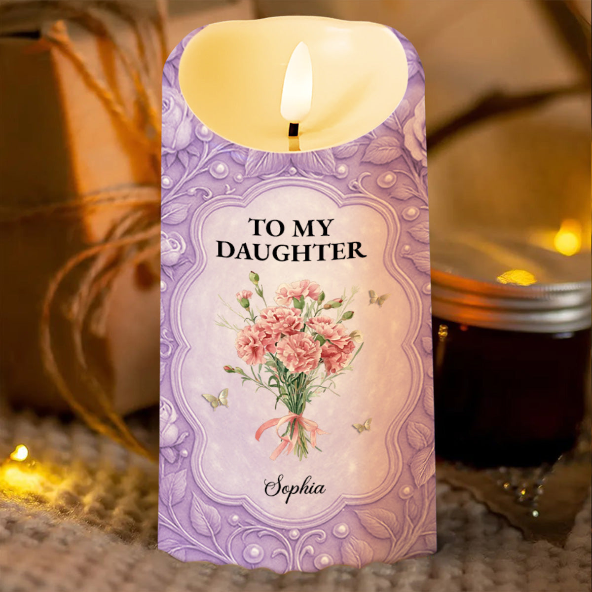 To My Daughter If I Could Give You Flowers And Butterflies - Personalized Custom LED Candle - DAU318_LECA
