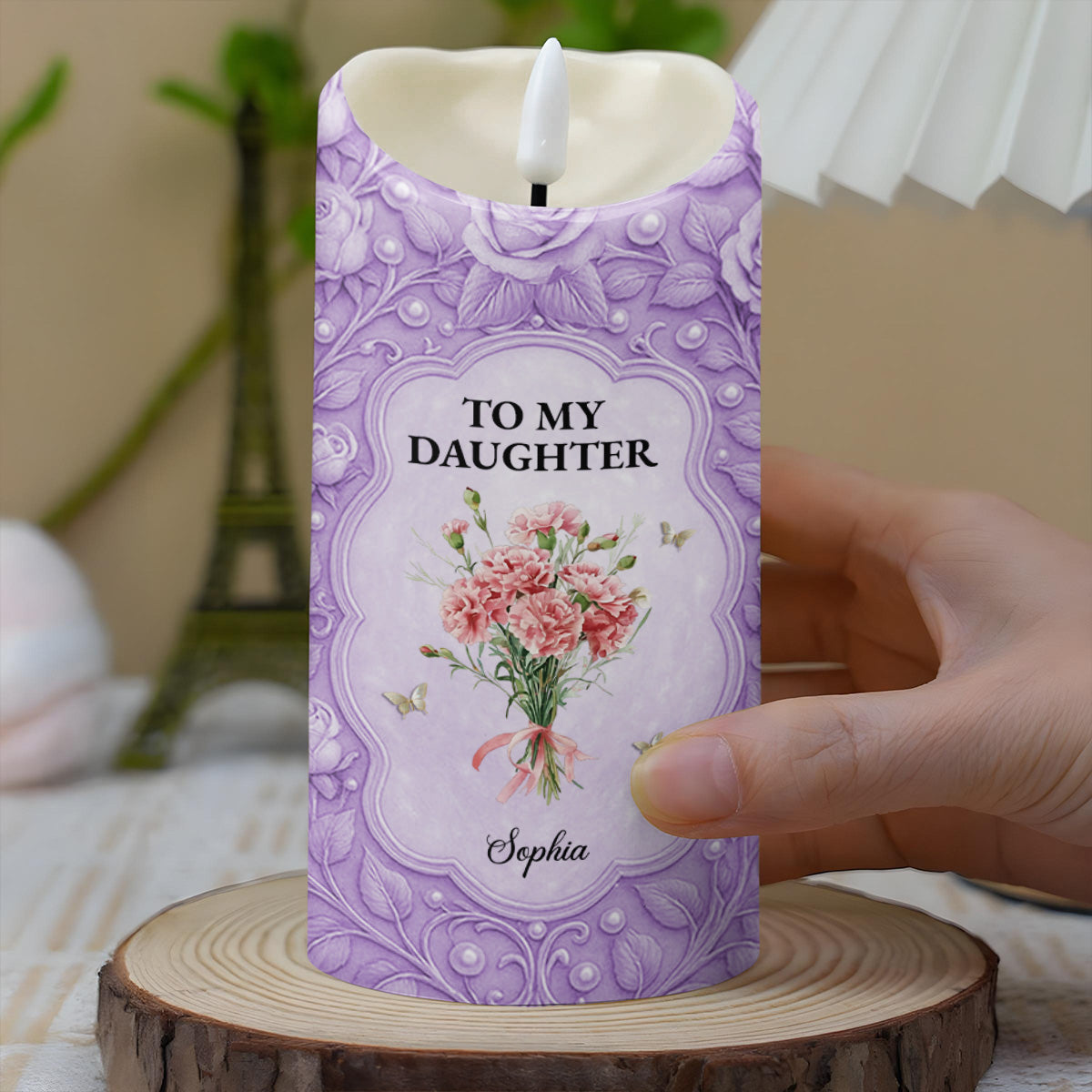 To My Daughter If I Could Give You Flowers And Butterflies - Personalized Custom LED Candle - DAU318_LECA